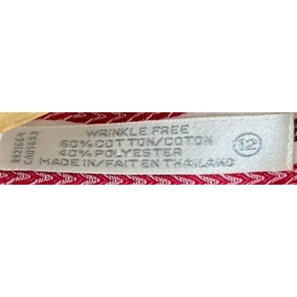 Foxcroft Non Iron Button Up Shirt Sz 12 Red Black Diagonal Stripe Preppy Boho - Picture 10 of 13